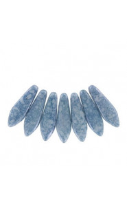 Czech Glass Daggers Perlen 5x16mm Chalk white teracota blue 03000-15464